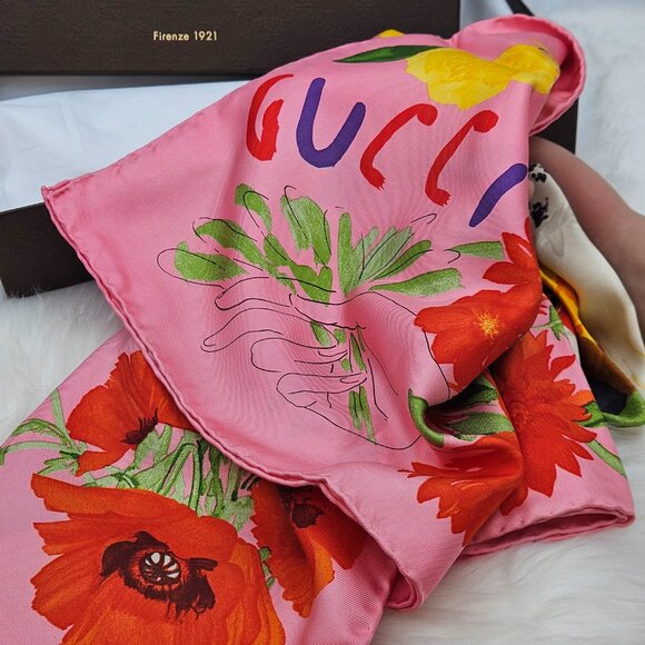 Gucci Exquisite Floral 33" Silk Scarf - Picture 10 of 17